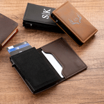 Portefeuille pliant personnalisé, minimaliste, en cuir PU, avec monogramme et protection RFID, doté de fentes pour cartes – Cadeau d'anniversaire ou de voyage d'affaires pour homme, papa ou mari
