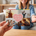 Gepersonaliseerde ABS-bouwsteenpuzzel met hartjespatroon voor 4 foto’s en tekst – kamerdecoratie, verjaardags- en kerstcadeau voor koppels en gezinnen