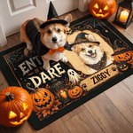 Individuell gestaltete, rutschfeste Fußmatte im Halloween-Design mit Haustierfoto und Namen – Türdekoration und Halloween-Geschenk für Tierfreunde und Haustierbesitzer