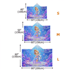 Personalized 3D-Effect Artwork Cartoon Mermaid Photo Ocean Animals Soft Hooded Blanket with Name Birthday Christmas Gift for Kids