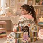 Couverture à capuche personnalisée avec personnage de bande dessinée, motif « fleur de naissance », nom et texte – Cadeau d'anniversaire pour bibliothécaires et passionnés de lecture