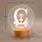 Gepersonaliseerd Fantasie Ster Wolk Schattige Bosdieren Initialen Naam LED Nachtlampje met Houten Basis Babykamer Decoratie Babyshower Cadeau
