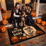 Individuell gestaltete, rutschfeste Fußmatte im Halloween-Design mit Haustierfoto und Namen – Türdekoration und Halloween-Geschenk für Tierfreunde und Haustierbesitzer