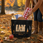 Personalized Fall Pumpkin Art Nickname Large Capacity Corduroy Tote Bag with 1-6 Names Daily Use Thanksgiving Birthday Gift for Family Mom Grandma