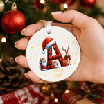 Personalized Christmas Theme Santa Hat Heart Circle Ornament with Name and Initial Home Decor Christmas Party Gift for Kids Friends