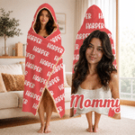 Personalized Oil Painting Style Photo Soft Hooded Blanket with Name and Title Daily Use Birthday Gift for Grandma Grandpa