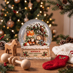 Personalised 3D-Effect Artwork Fox Hedgehog Crystal Ball Clear Acrylic Plaque with Name and Year Home Decor Baby's 1st Christmas Gift for New Baby