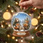 Personalised 3D-Effect Artwork Nordic Animals Crystal Ball Shaped Acrylic Ornament with Name Home Decor Christmas Gift for Newborns New Parents