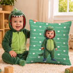 Personalized Cartoon Character Photo Soft Throw Pillow Cover with Name Home Decor Birthday Gift for Kid