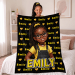 Personalized 3D-Style Art Black Boy Girl Photo Word Cloud Soft Throw Blanket with Name Home Decor Birthday Gift for Black Boy Girl