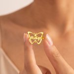 Personalized Minimalist Butterfly Cutout Design Sterling Silver Ring with Name Anniversary Birthday Gift for Women Girlfriend Bridesmaid
