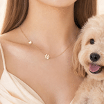 Personalised Heart Paw Print Sterling Silver Necklace with Engraved Name Birthday Memorial Gift for Dog Cat Pet Lovers