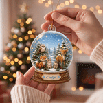 Personalised 3D-Effect Artwork Nordic Animals Crystal Ball Shaped Acrylic Ornament with Name Home Decor Christmas Gift for Newborns New Parents