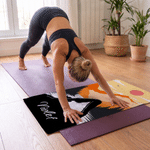 Personalized Multicolour Yoga Silhouette Quick-Dry Absorbent Sports Towel with Name and Snap-Buttom Lanyard Birthday Gift for Yoga Lovers