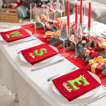 Personalisierte, wiederverwendbare Serviette aus 100 % Baumwolle mit „Green Monster“-Initiale und Namenszug – Tischdekoration und Weihnachtsgeschenk für die Familie