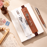 Personalized Birth Flower PU Leather Pen Cover Bookmark with Name Reading Souvenir Birthday Gift for Book Lovers Bookworms