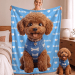 Personalized 3D-Effect Artwork Pet Photo Heart Print Soft Throw Blanket with Name  Home Decor Birthday Gift for Pet Owners Lovers