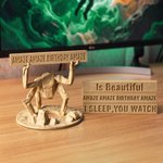 Personalized 3D Printed Alien Creature Figurine Desk Decoration with 1-4 Signs Home Office Decor Birthday Gift for Book Lover Sci-Fi Fan