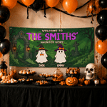 Personalized Halloween Theme 2-6 Ghosts Banner Backdrop with Name Wall Decoration Halloween Family Party Gift for Halloween Lovers