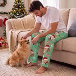 Personalized Merry Christmas Santa Hat Pet Photo Soft Pajama Pants Family Gathering Christmas Gift for Pet Lover