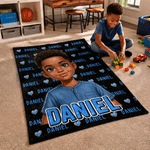 Personalized 3D-Style Art Black Boy Girl Photo Word Cloud Soft Throw Blanket with Name Home Decor Birthday Gift for Black Boy Girl