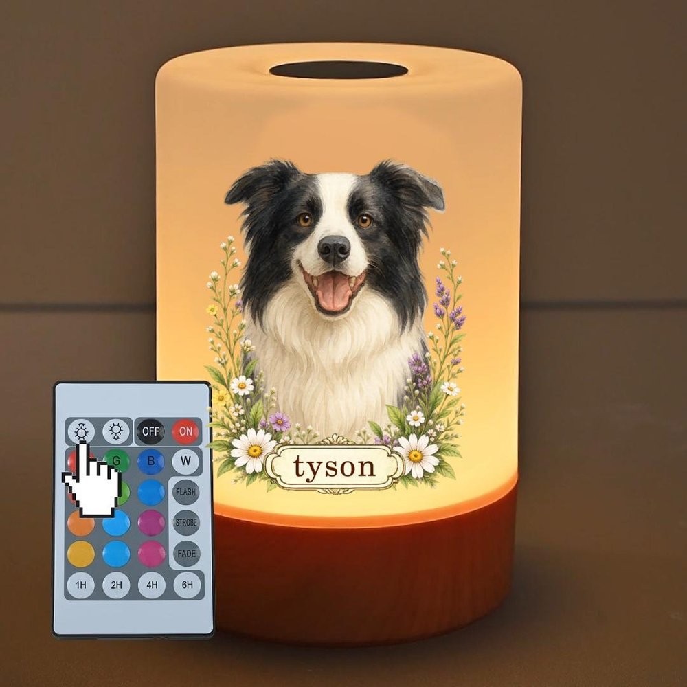 Personalised Watercolor Pet Photo Dimmable Touch Control LED Night Light with Name and Adjustable Light Colors Christmas Gift for Pet Lovers 5