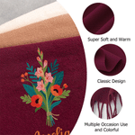 Personalized Birth Flower Super Soft Warm Scarf with Name Winter Fashion Accessory Birthday Christmas Gift for Family Friend