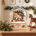 Personalised 3D-Effect Artwork Fox Hedgehog Crystal Ball Clear Acrylic Plaque with Name and Year Home Decor Baby's 1st Christmas Gift for New Baby