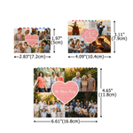 Gepersonaliseerde ABS-bouwsteenpuzzel met hartjespatroon voor 4 foto’s en tekst – kamerdecoratie, verjaardags- en kerstcadeau voor koppels en gezinnen