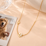 Personalised Heart Paw Print Sterling Silver Necklace with Engraved Name Birthday Memorial Gift for Dog Cat Pet Lovers