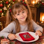 Personalisierte 100% Baumwolle Serviette mit Schneemann-Initiale & Namen | Wiederverwendbar | Tischdeko | Weihnachten Geschenk für Familie & Freunde