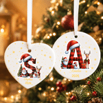 Personalized Christmas Theme Santa Hat Heart Circle Ornament with Name and Initial Home Decor Christmas Party Gift for Kids Friends
