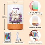 Personalisiertes Haustierfoto LED-Nachtlicht | mit Geburtsblumen & Namen | Touch-dimmbar | Geburtstag Geschenk für Tierliebhaber