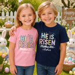 Personalized Colourful He is Risen Kid Adult T-shirt with Name Easter Day Church Gift for Family Toddlers Kids