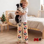 Personalized Merry Christmas Santa Hat Pet Photo Soft Pajama Pants Family Gathering Christmas Gift for Pet Lover