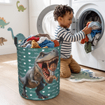 Personalized 3D-Effect Artwork Cartoon Character Photo Dinosaur Waterproof Storage Basket with Name Christmas Birthday Gift for Dinosaur Lover