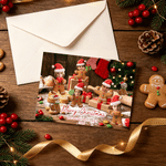 Personalized Funny Gingerbread Man Family Photo Greeting Card with Family Name and Year Christmas Gift for Family Friends Pet Owners