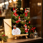 Personalised Christmas Theme Funny Elf Photos Greeting Card with Family Name and Year Christmas Gift for Family Friends