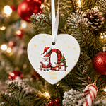 Personalized Christmas Theme Santa Hat Heart Circle Ornament with Name and Initial Home Decor Christmas Party Gift for Kids Friends