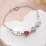 Personalised Dainty Angel Wing 1-6 Heart Birthstone Adjustable Bracelet Birthday Anniversary Memorial Gift for Woman Family