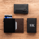 Portefeuille pliant personnalisé, minimaliste, en cuir PU, avec monogramme et protection RFID, doté de fentes pour cartes – Cadeau d'anniversaire ou de voyage d'affaires pour homme, papa ou mari