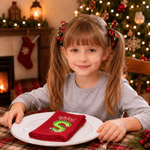 Personalisierte, wiederverwendbare Serviette aus 100 % Baumwolle mit „Green Monster“-Initiale und Namenszug – Tischdekoration und Weihnachtsgeschenk für die Familie