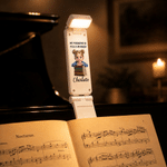 Gepersonaliseerde 3D-effect clip met cartoonfiguur, foto en oplaadbare LED-verlichting, met naam – verjaardags- en kerstcadeau voor boekenliefhebbers