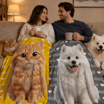 Personalized 3D-Effect Artwork Pet Photo Heart Print Soft Throw Blanket with Name  Home Decor Birthday Gift for Pet Owners Lovers