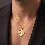 Personalized Cross Medical Alert Protective Shield Asclepius Sterling Silver Necklace with Engraved Emergency Information Birthday Gift for Men Women