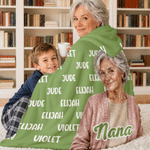 Personalized Oil Painting Style Photo Soft Hooded Blanket with Name and Title Daily Use Birthday Gift for Grandma Grandpa