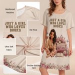 Personalised 3D-Effect Character Artwork Photo Birth Flower Soft Pyjamas Nightdress with Name Birthday Gift for Woman Bookworm