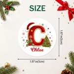 Personalized Christmas Initial Waterproof Stickers with Name Festival Party Christmas Gift for Family Friends Kids