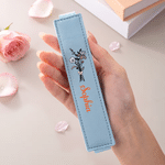 Personalized Birth Flower PU Leather Pen Cover Bookmark with Name Reading Souvenir Birthday Gift for Book Lovers Bookworms