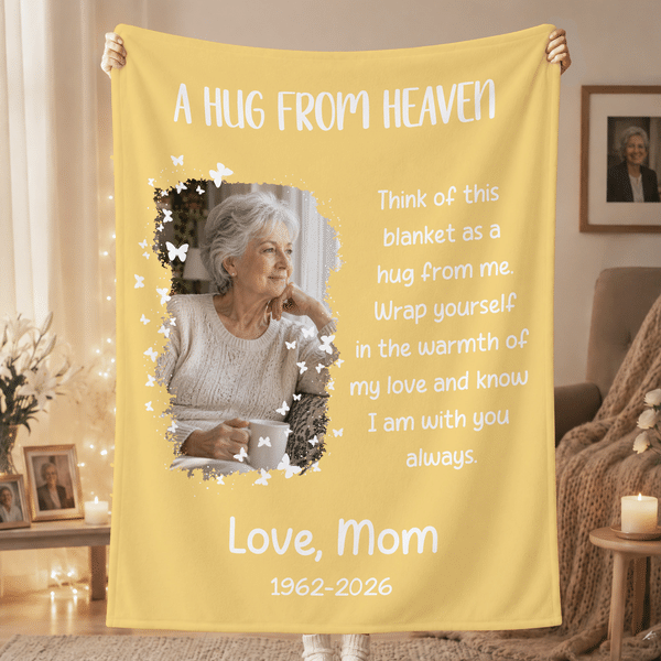 Personalized Memorial Photo Collage Butterfly Soft Throw Blanket with Nickname and Year Home Decor Memorial Day Sympathy Gift for Family Friends
